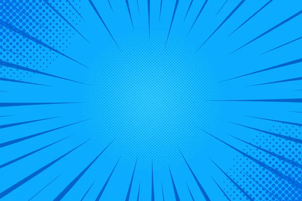 Rayos Cómics Azules Fondo Con Halfones Ilustración Del Telón Fondo — Vector de stock