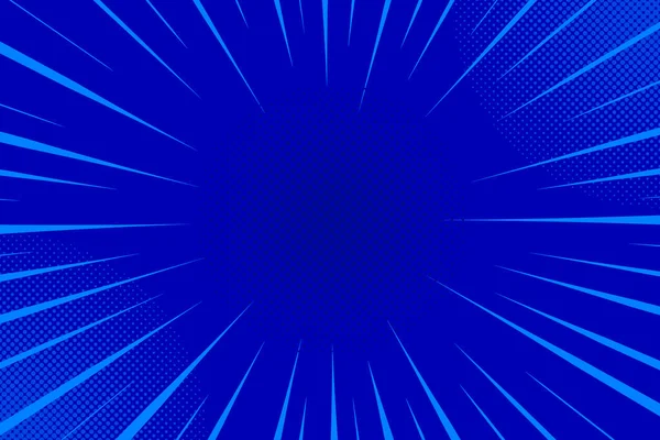 Blue Comics Rays Background Halftones Vector Backdrop Illustration — Stock Vector