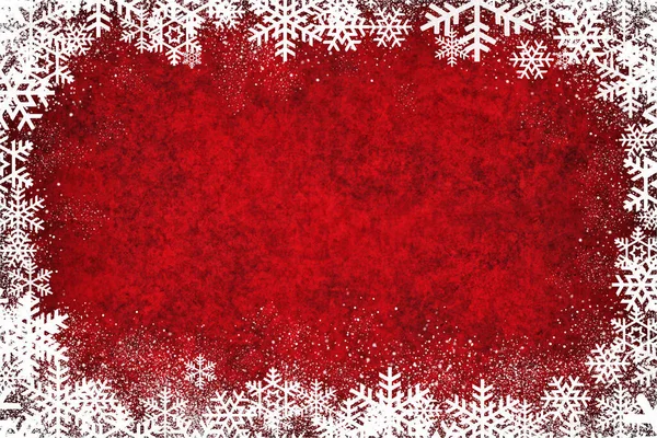 Grunge Red Christmas Winter Background Snowflakes — Stock Photo, Image