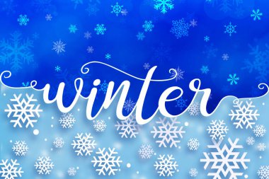 Kar taneli mavi kış tebrik kartı arkaplanı