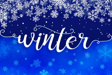 Kar taneli mavi kış tebrik kartı arkaplanı