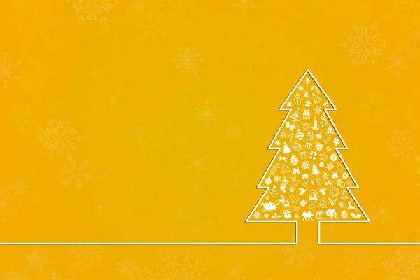 Amarelo Árvore Natal Cartão Fundo — Fotografia de Stock