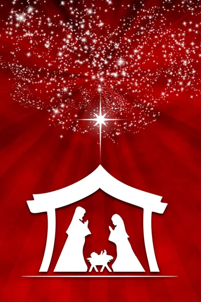 Kırmızı Noel İsa 'nın doğuş sahnesi çizimi
