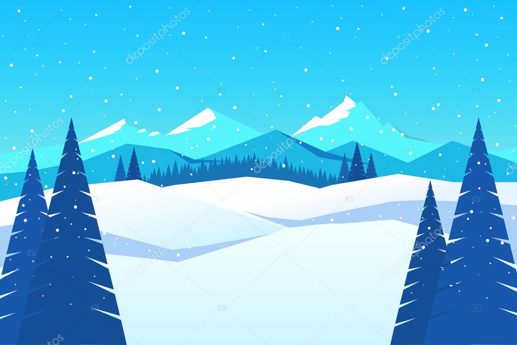 Winter mountain landscape background