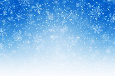 Mavi Noel kış arkaplanı ve kar taneleri
