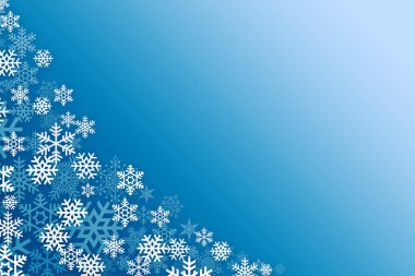 Mavi Noel kış arka planında kar taneleri süslemeleri