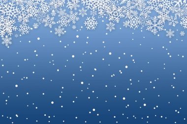 Mavi Noel kış arka planında kar taneleri süslemeleri