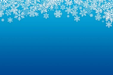 Mavi Noel kış arka planında kar taneleri süslemeleri