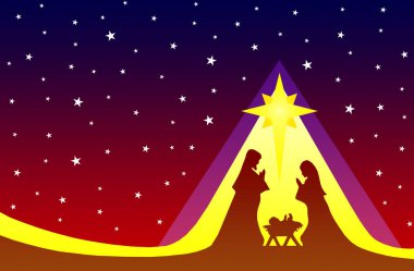 İsa 'nın Doğumu Sahnesiyle Noel tebrik kartı