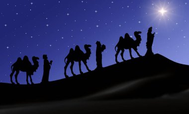 Noel Doğumu Sahnesi Mavi arka plan 