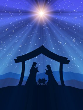 Mavi Noel İsa 'nın doğuş sahnesi