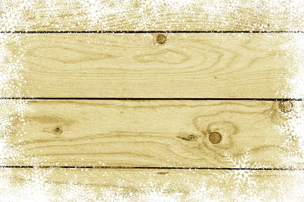 Christmas Winter Background Snowflakes Wood — Stock Photo, Image