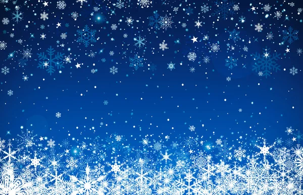 Mavi Noel kış arkaplanı ve kar taneleri