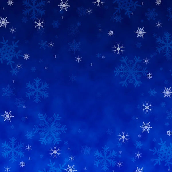 Blu Natale Inverno Cornice Sfondo Con Fiocchi Neve — Foto Stock