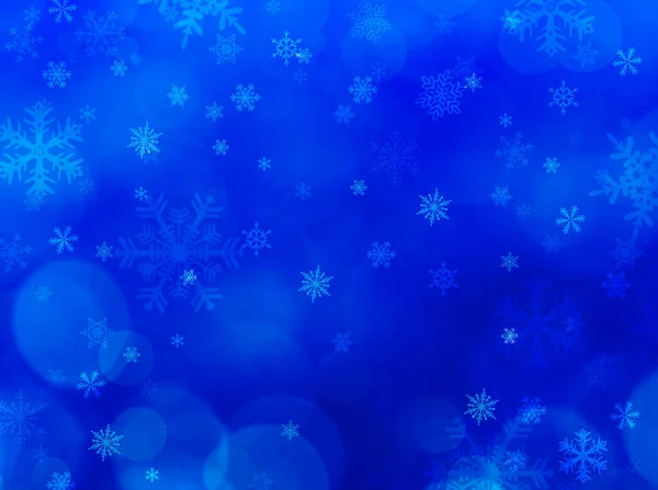 雪の結晶と青いクリスマスの冬のフレームの背景 — ストック写真