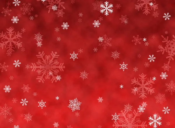 雪の結晶と赤いクリスマスの冬のフレームの背景 — ストック写真