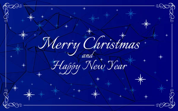 Merry Christmas Greeting Card Blue Background Stars — Stock Photo, Image