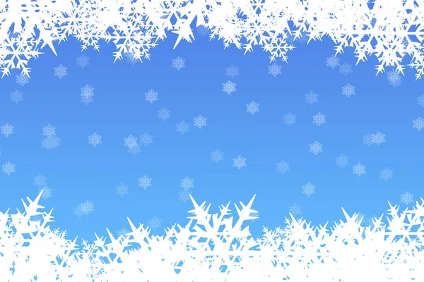 Weihnachtsgrußkarte Auf Blauem Hintergrund Mit Schneeflocken — Stockfoto
