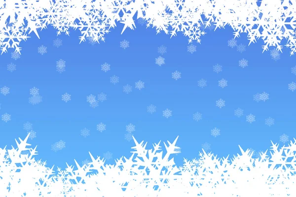 Carte Voeux Noël Sur Fond Bleu Avec Flocons Neige — Photo