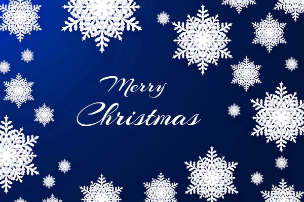 Merry Christmas Greeting Card Blue Background Snowflakes — Stock Photo, Image
