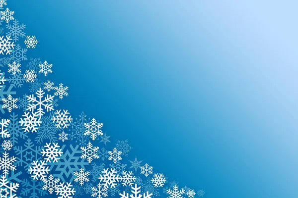 Modré Vánoční Zimní Pozadí Sněhové Vločky Dekorace — Stock fotografie
