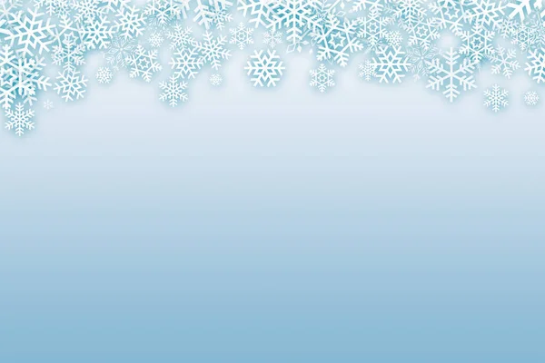 Mavi Noel Kış Arka Planında Kar Taneleri Süslemeleri — Stok fotoğraf