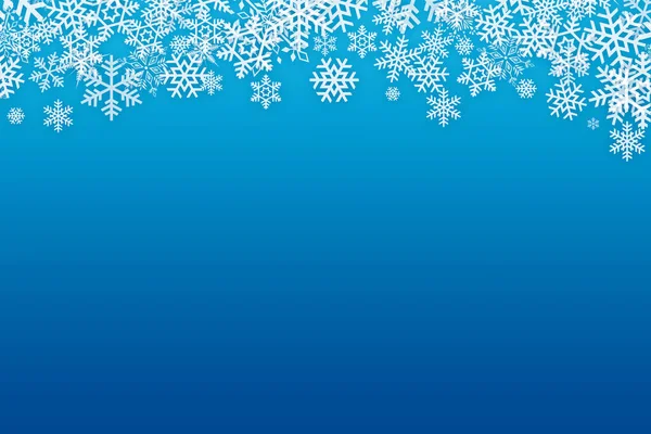 Fondo Azul Invierno Navidad Con Decoraciones Copos Nieve —  Fotos de Stock