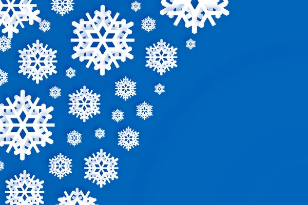 Fundo Inverno Natal Azul Com Decorações Flocos Neve — Fotografia de Stock