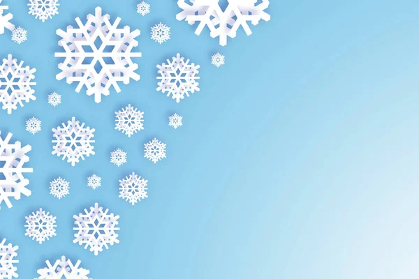 Fondo Azul Invierno Navidad Con Decoraciones Copos Nieve — Foto de Stock