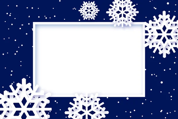 Fondo Azul Invierno Navidad Con Decoraciones Copos Nieve — Foto de Stock