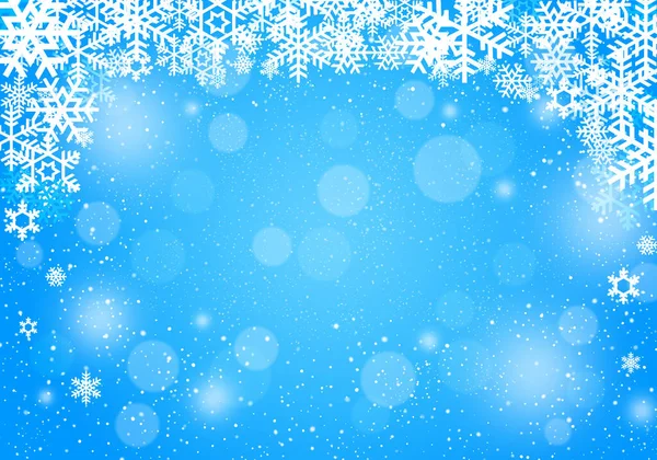 Blå Jul Vinter Ram Bakgrund Med Snöflingor — Stockfoto
