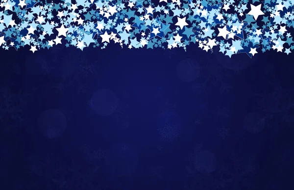 蓝色圣诞贺卡背景星光闪烁 — 图库照片