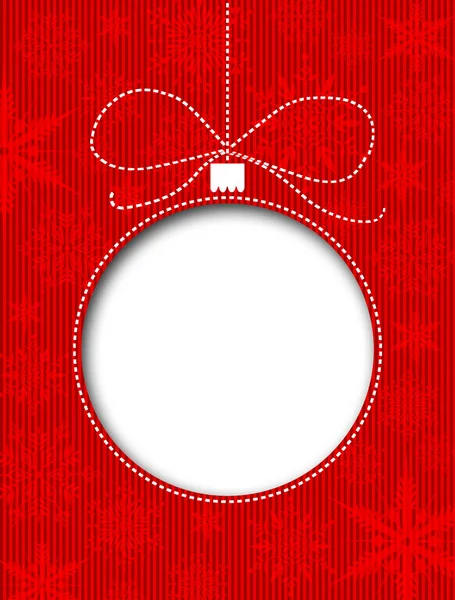 Kerstkaart Achtergrond Met Een Witte Gesneden Bal Rode Achtergrond Met — Stockfoto