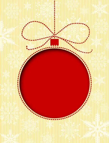 Natal Cartão Fundo Com Uma Bola Vermelha Esculpida Fundo Amarelo — Fotografia de Stock