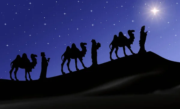 Christmas Nativity Scene Blue Background — Stock Photo, Image