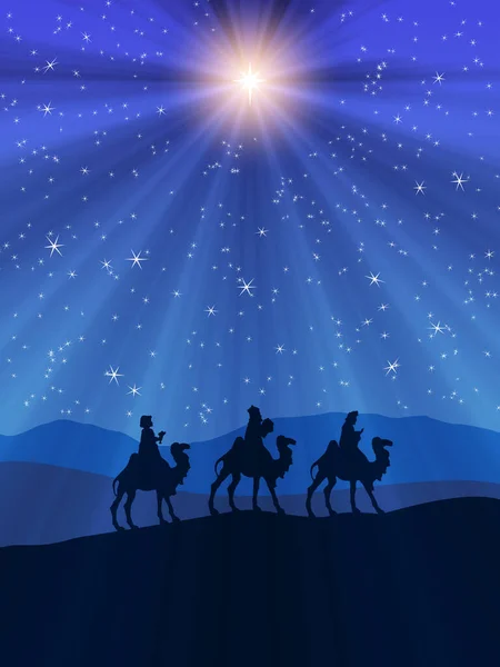 Blue Christmas Nativity Scene Background — Stock Photo, Image