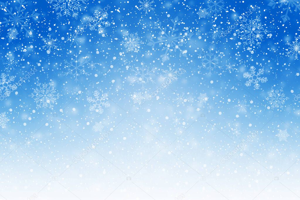 Blue Christmas winter frame background with snowflakes