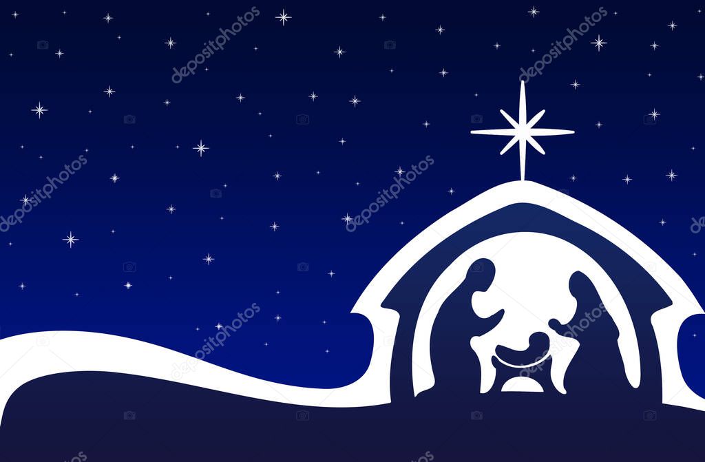 Christmas greeting card background with Nativity scene