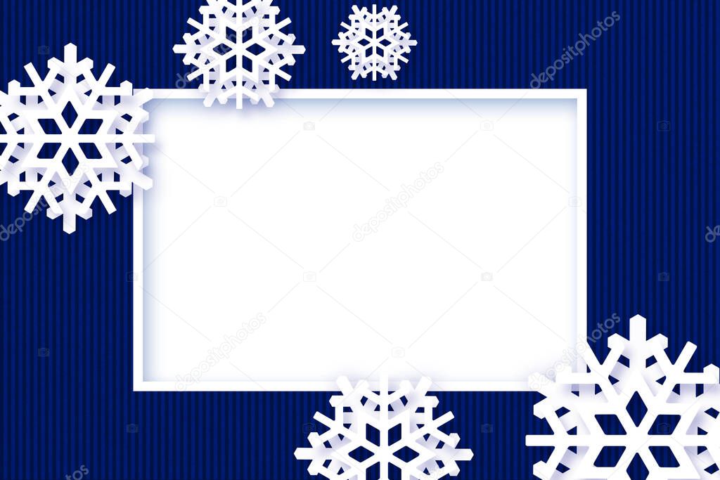 Blue Christmas winter background with snowflakes decorations