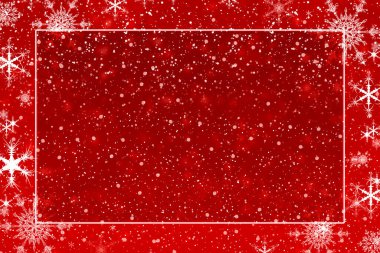 Kar taneleri dekorasyonlu kırmızı Noel kartı arkaplanı
