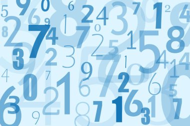 Soyut mavi renkli sayılar arkaplanı
