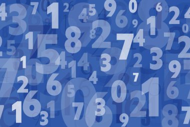 Soyut mavi renkli sayılar arkaplanı