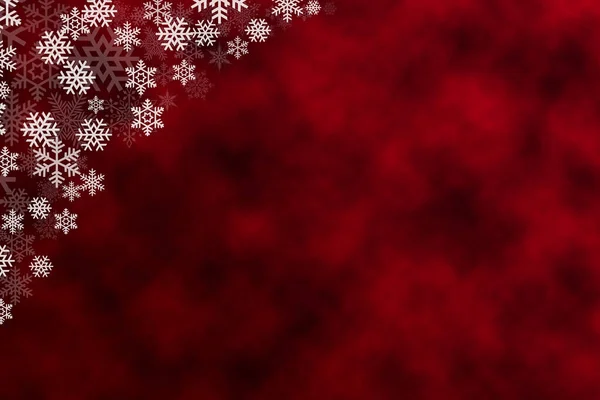 Červené Vánoční Přání Pozadí Sněhové Vločky — Stock fotografie