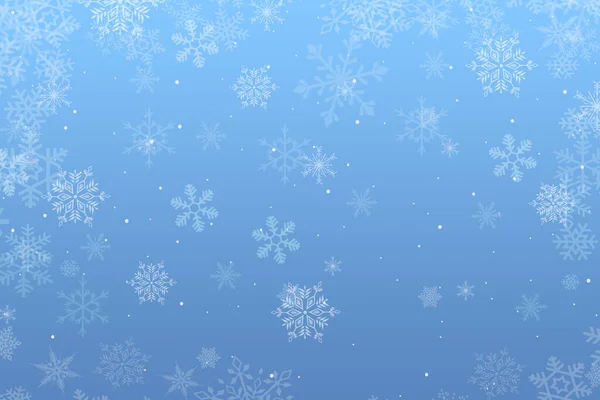 Niebieskie Tło Kartki Świątecznej Płatkami Śniegu — Zdjęcie stockowe