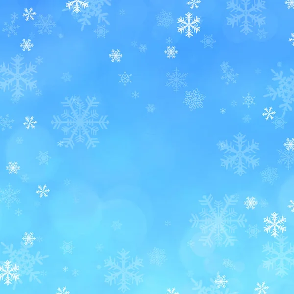 雪の結晶と青クリスマスカードの背景 — ストック写真