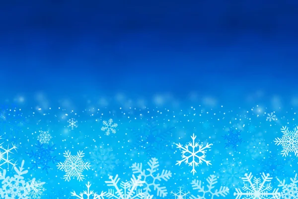 Sfondo Cartolina Natale Blu Con Fiocchi Neve — Foto Stock