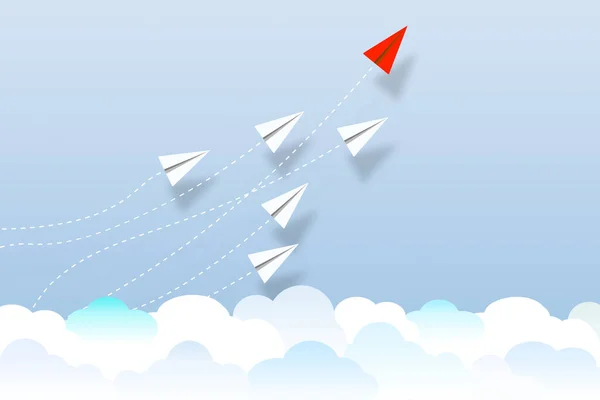 Leadership Competition Concept Red Paper Plane Leading White — Stock Photo, Image