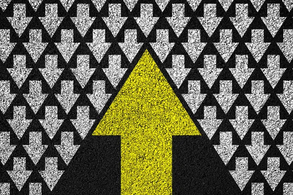 Going Your Own Way Concept Yellow Arrow Direction White Black — Stock Photo, Image