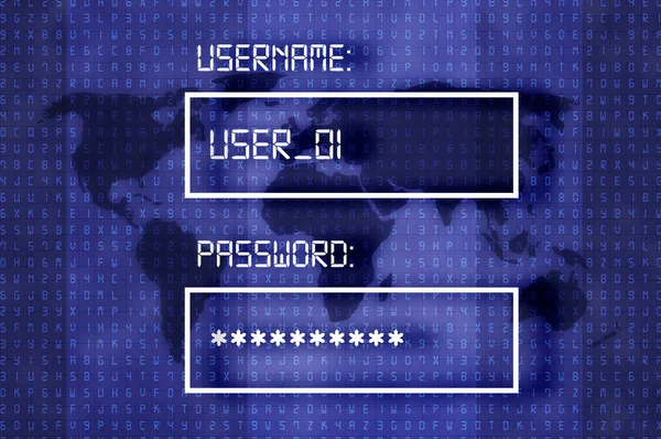 Cyber Sicherheitskonzept Benutzername Und Passwort Eingeben — Stockfoto