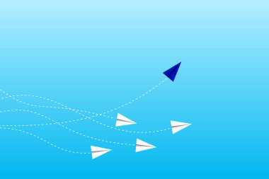 Farklı bir kavram düşün. Bir uçak yön değiştiriyor. Yeni fikir, değişim, eğilim, cesaret, yaratıcı çözüm, yenilik ve benzersiz konsept.